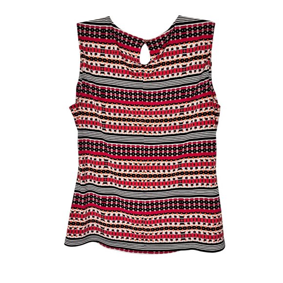 Calvin Klein Womens LG Striped Sleeveless Top Multicolor Pleated Neckline Beachy - Picture 2 of 7